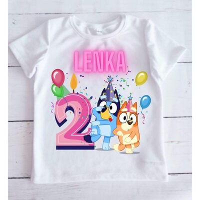 Tshirt ,koszulka urodzinowa Bluey 2 lata z imieniem