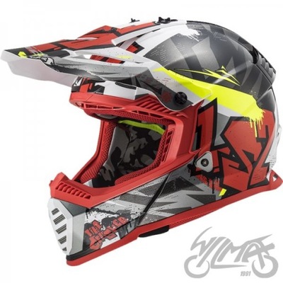 HELMET LS2 MX437 FAST EVO CRUSHER BLACK RED 3XL  