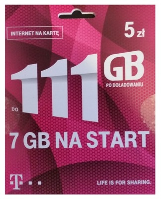 Starter Prepaid T-Mobile 5zł Internet na Kartę 7GB