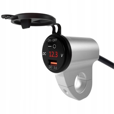 CHARGER MOTORCYCLE 3,4A USB QC3.0 VOLTAGE METER 12V  