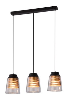 LAMPA sufitowa WISZĄCA CZARNA KLOSZ SZKLANY 3X60W