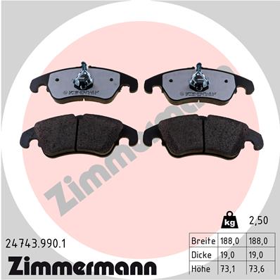 ZIMMERMANN 24743.990.1 КОМПЛЕКТ КОЛОДОК ТОРМОЗНЫХ,