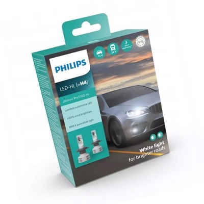 PHILIPS КОМПЛЕКТ LED (СВІТЛОДІОД) 12-24V H4 P43T-38 ULTINON PRO5100 HL 5800K 2 ШТ +160%