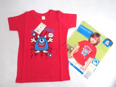 nowa Koszulka krótki rękaw t-shirt bluzka czerwona monster bawełna 86/92cm