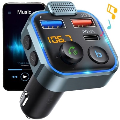 TRANSMISOR BLUETOOTH PARA COCHE AUDIO FM MP3 BT 3X USB QC 3.0 RGB ADAPTADOR  