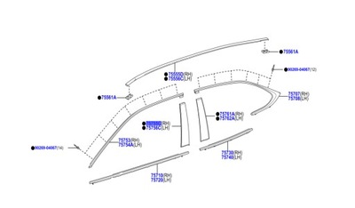75755-76020 молдинг рамка правых передних дверь чёрный лак lexus ux фото №1