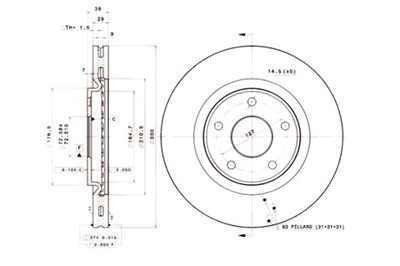 BREMBO DISCOS DE FRENADO 2SZT. PARTE DELANTERA CHRYSLER GRAND VOYAGER V PACIFICA  