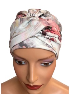 Marszczona czapka Sara Bek-407 turban z bawełny także po chemioterapii