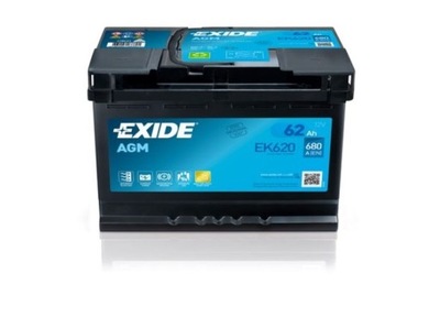 BATTERY EXIDE 12V 62AH/680A P+  