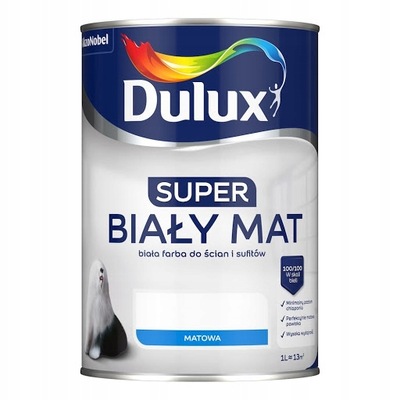 Farba akrylowa Dulux Super Biały Mat 1L