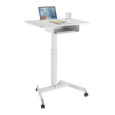 Biurko stolik do laptopa Maclean, regulacja wysokości, z szufladą, biały