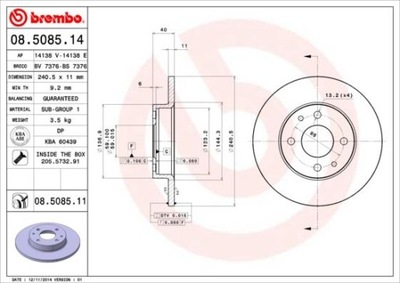 DISCO DE FRENADO BREMBO BRE 08.5085.14  