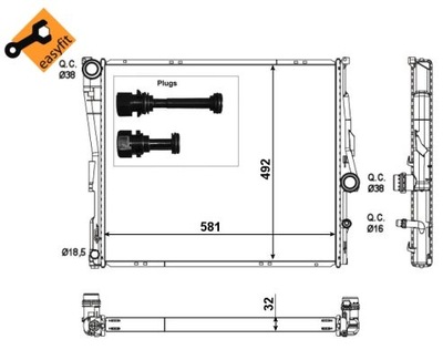 CFC2A0 NRF RADUADOR DEL MOTOR (Z ELEMENTAMI SUJECIONES EASY FIT) CONVIENE DO:  