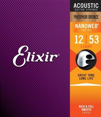 Elixir NanoWeb Phosphor Bronze 16052 Light 12-53