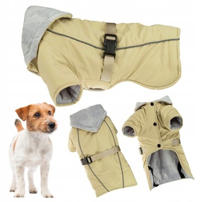 Ubranko dla psa na zimę z ODBLASKIEM ocieplane z kapturem kurtka L