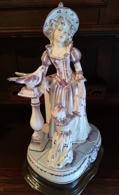 Ceramika Figura Rzeźba Kobieta z Dziewczynką i Gołębiem - ( Lampka ) KL