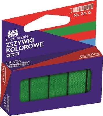 Zszywki kolorowe 24/6 Grand zielone