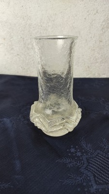 wazon wazonik mrożone szkło prl 15,5cm