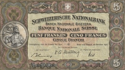 5 franków FUNF FRANKEN SZWAJCARIA 1947