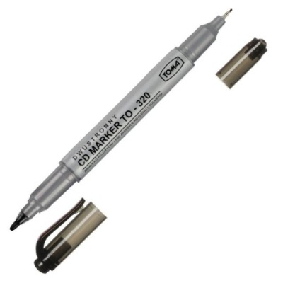 MARKER DO CD i DVD DWUSTRONNY czarny TO-320