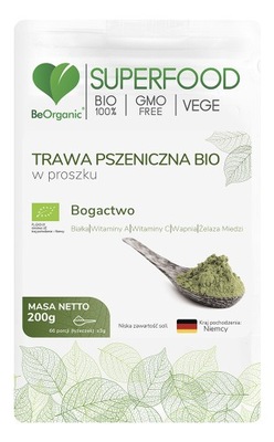 Trawa pszeniczna BIO w proszku 200g BeOrganic