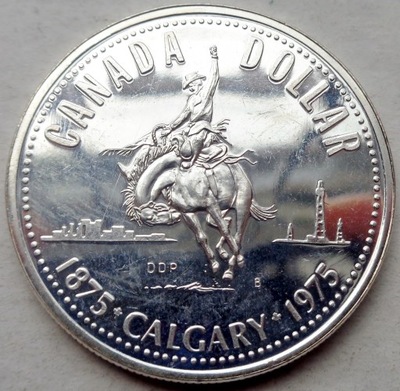 Kanada - 1 dolar - 1975 - 100 years Calgary - Elizabeth II - srebro
