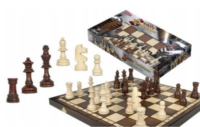 Duże drewniane szachy turniejowe MAGIERA 44cm