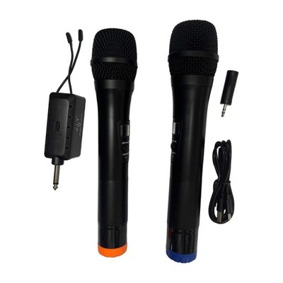 Ręczny mikrofon bezprzewodowy, dynamiczny mikrofon, wtyczka systemowa i podwójny mikrofon, kolor czarny