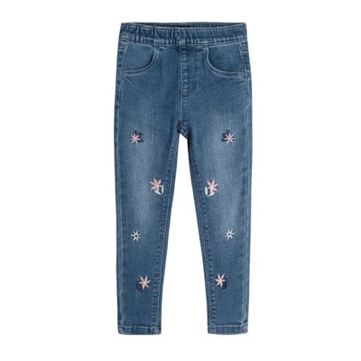 Cool Club Spodnie jeansowe slim fit kwiatki r 104