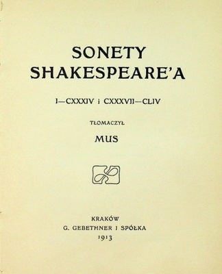 Sonety Shakespearea 1913 r.