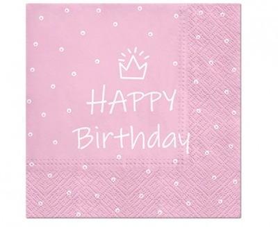 Serwetki papierowe różowe Happy Birthday