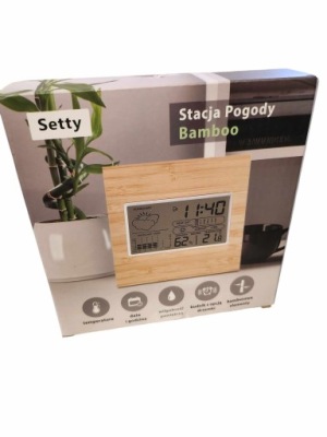 SETTY STACJA POGODY BUDZIK BAMBOO BAMBUSOWA