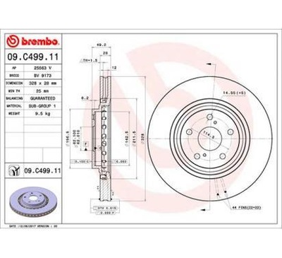 BREMBO DISCO DE FRENADO 328X28 V LEXUS NX  