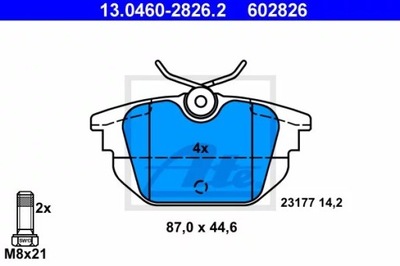 ATE 13.0460-2826.2 JUEGO ZAPATAS HAMULCOWYCH, FRENOS TARCZOWE  