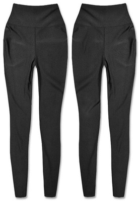 Czarne połyskujące wyszczuplające legginsy XL (42)