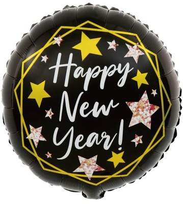 Balon foliowy okrągły Happy New Year Sylwester