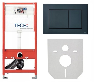 TECE STELAŻ WC PODTYNKOWY PRZYCISK CZARNY MATA
