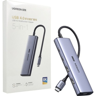 Adapter, przejściówka hub 5w1 do laptopa USB-C, USB-A HDMI 2.1 8K, Ugreen