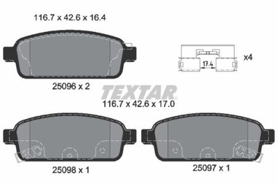 КОЛОДКИ ГАЛЬМІВНІ OPEL ЗАД ASTRA J 09-/ZAFIRA C 11- ДИСК 292MM 2509602