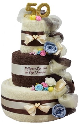 Tort z ręczników PREZENT na Ślub Rocznicę Urodziny