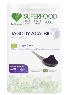 Jagody ACAI BIO Aliness proszek 100g ŻELAZO