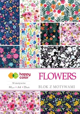 Blok z motywami Flower A4 15ark 80gHappy Color