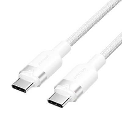 Kabel Vention w oplocie 3A USB-C do USB-C 60W PD 1m biały