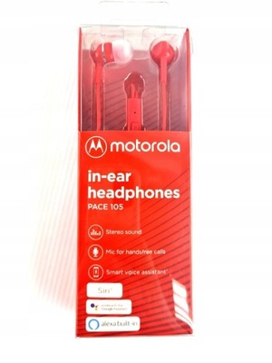 Słuchawki Przewodowe Douszne mikrofon Motorola Pace 105 Stereo Siri Alexa