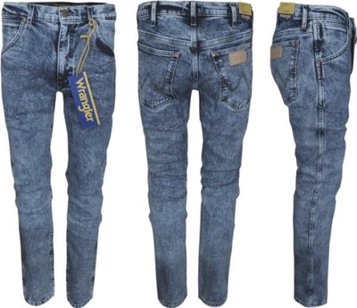 WRANGLER STRAIGHT SPODNIE JEANSOWE MARMURKI