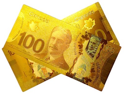 100 DOLARÓW KANADA Pozłacany Unikatowy Banknot KOLEKCJA