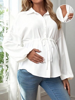 SHEIN MATERNITY KOSZULA DAMSKA KOLOR ECRU NA GUZIKI XS 742