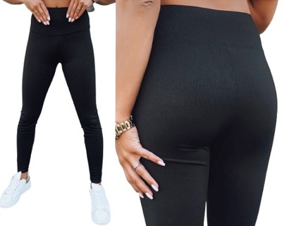 LEGGINSY DAMSKIE PRĄŻEK PRĄŻKOWANE WYGODNE S/M