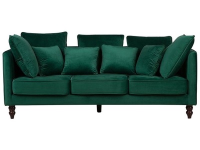 Sofa kanapa trzyosobowa welurowa zielona