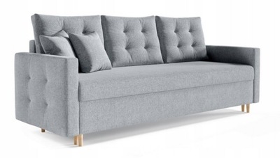 Kanapa 220 cm sofa rozkładana szara pikowana GM